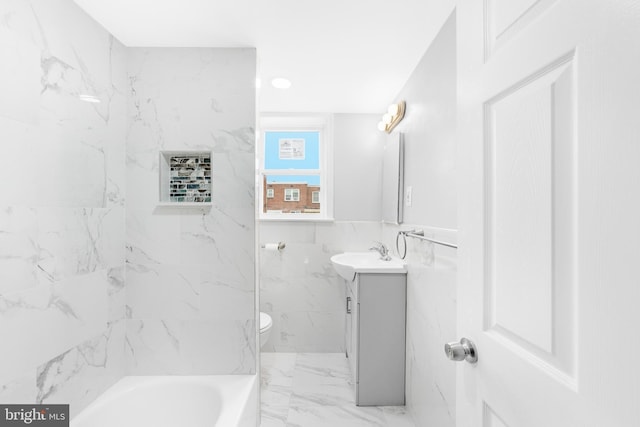 1171 E Sharpnack St, Philadelphia, PA 19150 - full bath featuring vanity, marble finish floors, and tile walls