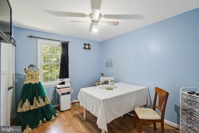 9126 Fisteris Ct, Springfield, VA 22152 - dining space with a ceiling fan, light wood finished floors, and an office area