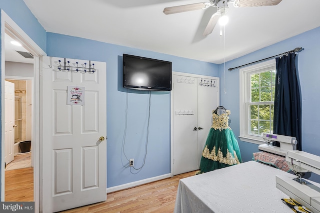 9126 Fisteris Ct, Springfield, VA 22152 - bedroom featuring light wood-style floors and ceiling fan