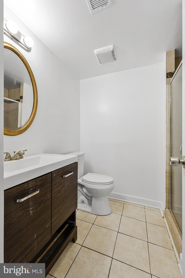 9126 Fisteris Ct, Springfield, VA 22152 - bathroom featuring vanity, a shower stall, and tile patterned floors