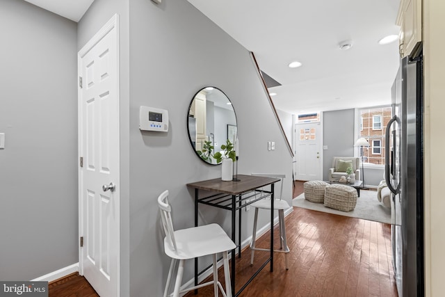 503 E Fort Ave, Baltimore, MD 21230 - hallway featuring dark wood finished floors and recessed lighting