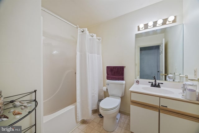 3341 Howellsville Rd, Front Royal, VA 22630 - full bathroom with vanity, shower / bath combo with shower curtain, and tile patterned flooring