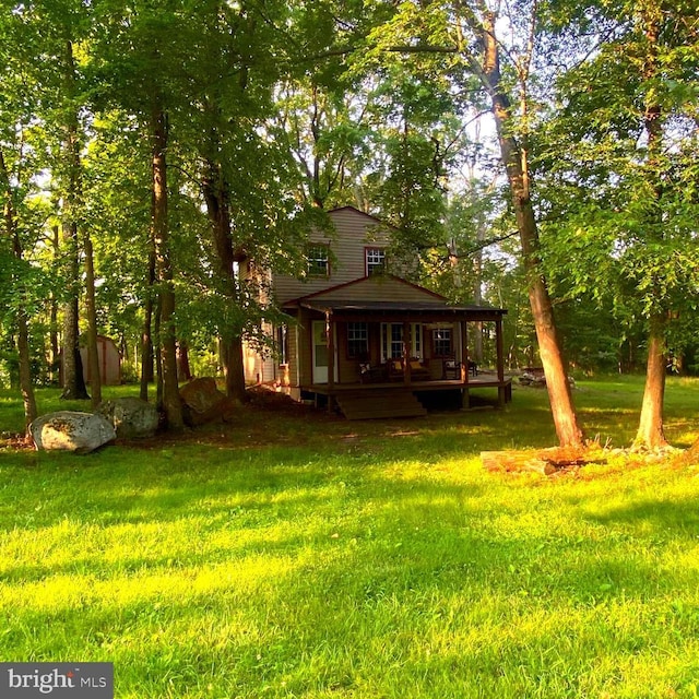 1074 White Pine Ln, Capon Bridge, WV 26711 - back of house with a lawn and covered porch