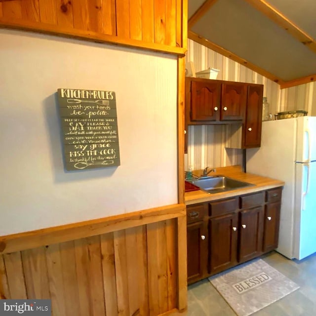 1074 White Pine Ln, Capon Bridge, WV 26711 - kitchen featuring freestanding refrigerator and light countertops