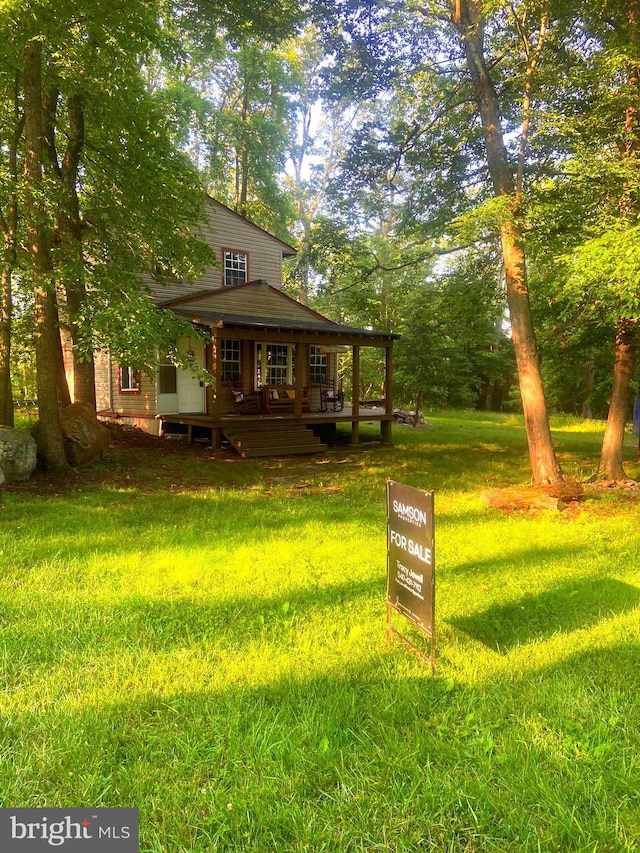 1074 White Pine Ln, Capon Bridge, WV 26711 - view of grassy yard with a porch