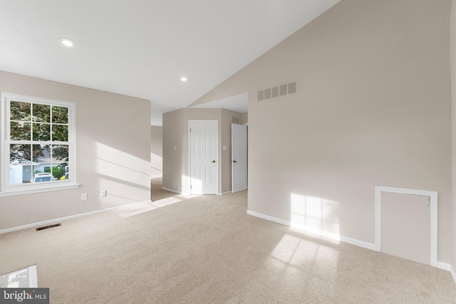 26 Portsmouth Ct, Holland, PA 18966 - empty room featuring carpet floors, high vaulted ceiling, and recessed lighting