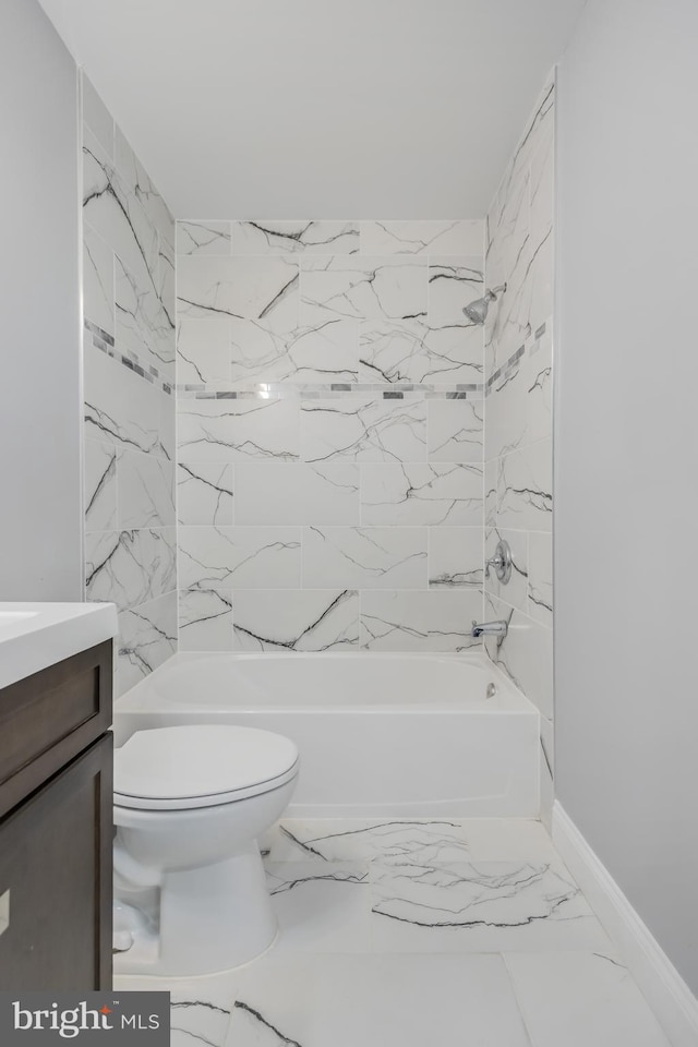 902 Nadine Ct, Landover, MD 20785 - full bathroom featuring vanity, bathtub / shower combination, and marble finish floors