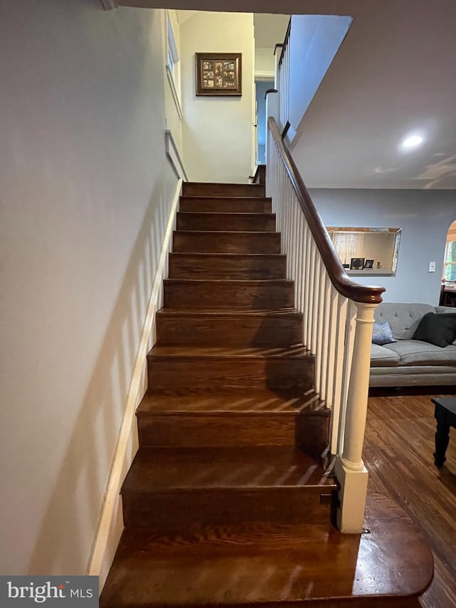 7301 Granite Rd, Elkins Park, PA 19027 - staircase featuring wood finished floors and recessed lighting
