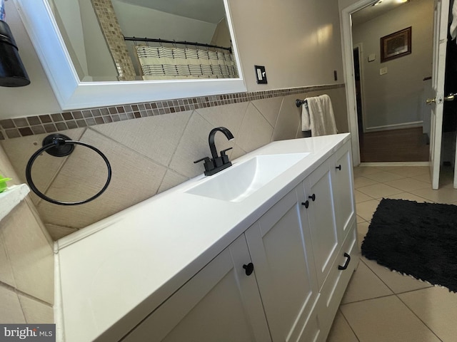 7301 Granite Rd, Elkins Park, PA 19027 - bathroom with vanity, tile patterned flooring, and tile walls
