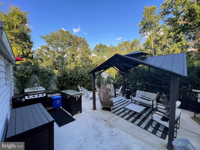 7301 Granite Rd, Elkins Park, PA 19027 - view of patio / terrace with an outdoor living space, a gazebo, and grilling area