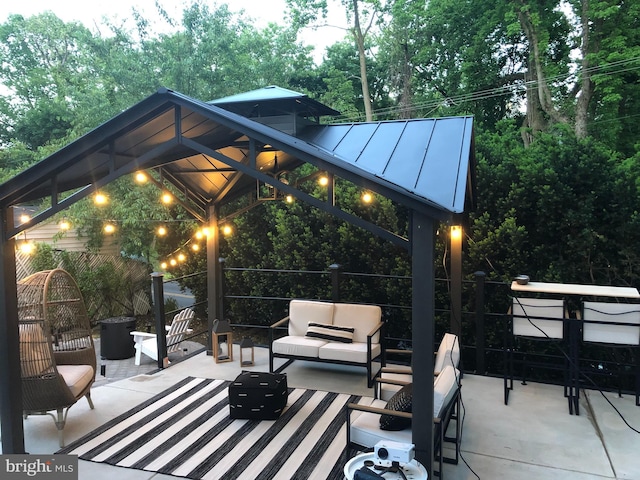 7301 Granite Rd, Elkins Park, PA 19027 - view of patio / terrace featuring a gazebo, an outdoor hangout area, and view of scattered trees