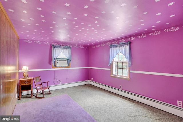 2605 N Sherman St, York, PA 17406 - unfurnished room featuring carpet floors, cooling unit, and a baseboard radiator