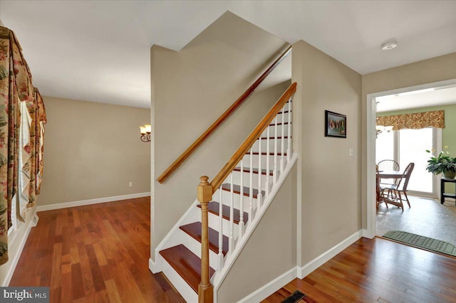 32 Duffield Dr, Lititz, PA 17543 - stairway with a chandelier and wood finished floors