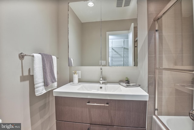 7809 Heatherton Ln, Potomac, MD 20854 - full bathroom with vanity and enclosed tub / shower combo