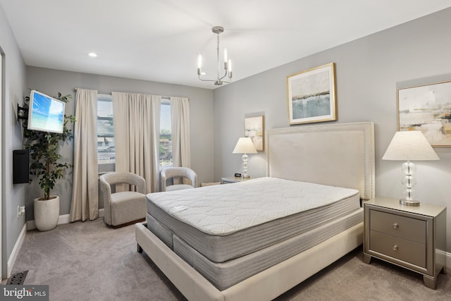 7357 E Walnut Ln, Philadelphia, PA 19138 - bedroom featuring carpet floors, a chandelier, and recessed lighting
