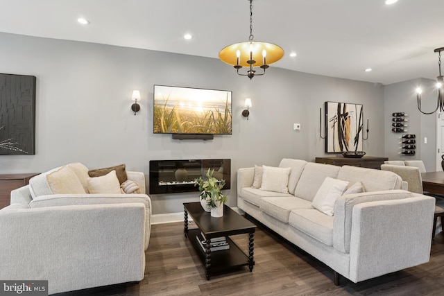 7357 E Walnut Ln, Philadelphia, PA 19138 - living area featuring dark wood-type flooring and recessed lighting