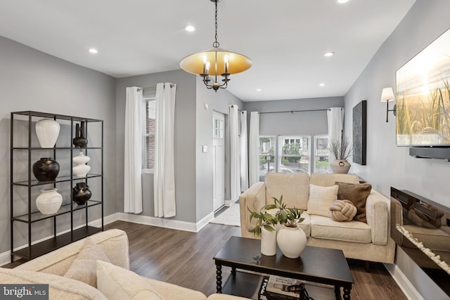 7357 E Walnut Ln, Philadelphia, PA 19138 - living room with plenty of natural light, dark wood-style floors, and recessed lighting