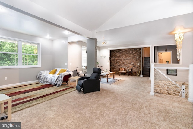 3789 Spring Rd, Carlisle, PA 17013 - living room featuring carpet and lofted ceiling