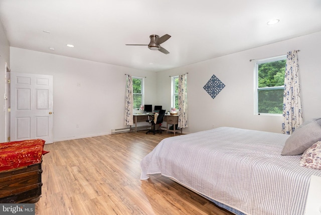 3789 Spring Rd, Carlisle, PA 17013 - bedroom with light wood-style floors, an office area, a ceiling fan, and recessed lighting