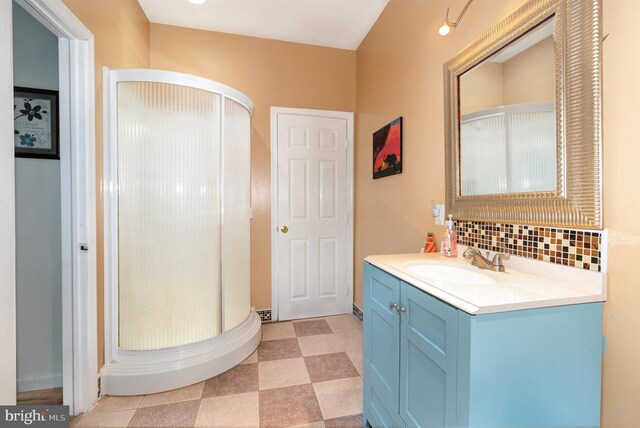 3789 Spring Rd, Carlisle, PA 17013 - full bathroom featuring a shower stall, vanity, and backsplash