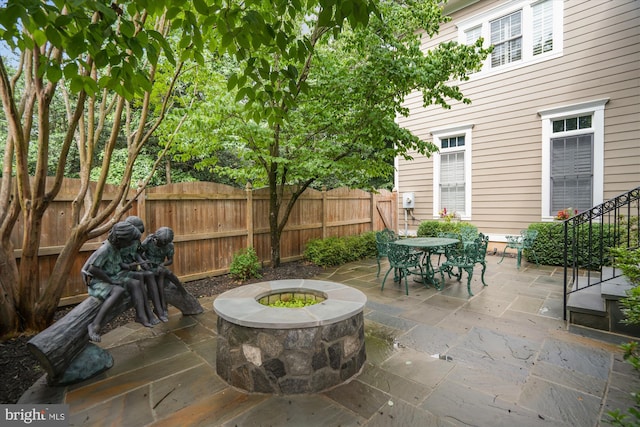 114 Lake St, Gaithersburg, MD 20878 - view of patio with a fire pit and outdoor dining area