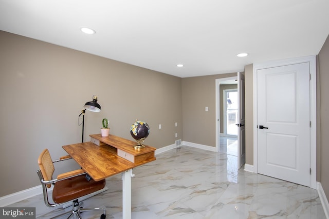 508 Vine St, Palmyra, NJ 08065 - office area with light marble finish flooring and recessed lighting