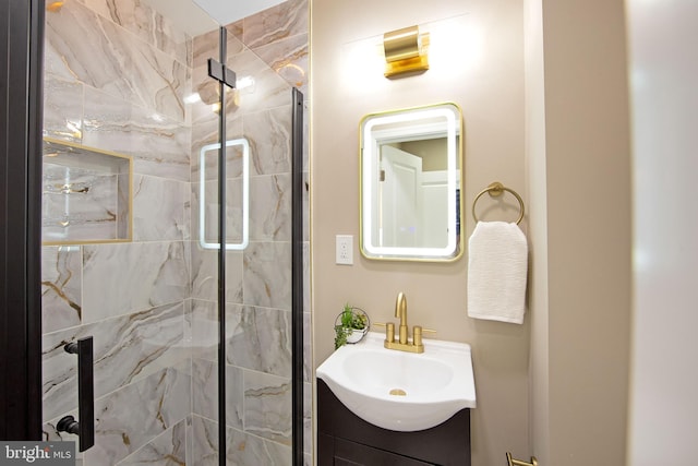 508 Vine St, Palmyra, NJ 08065 - bathroom with vanity and a marble finish shower