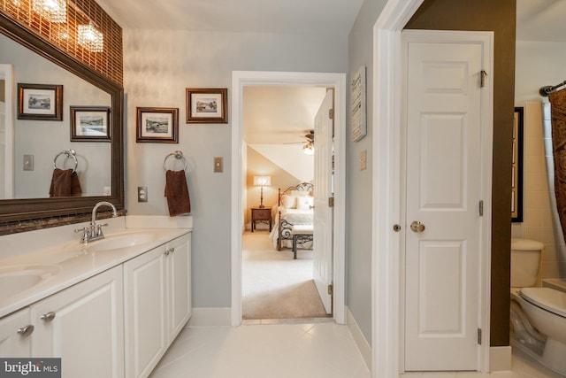 147 Palsgrove Way, Chester Springs, PA 19425 - full bath with double vanity, a ceiling fan, tile patterned floors, and ensuite bath