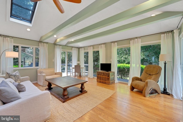 1092 Carriage Hill Pkwy, Annapolis, MD 21401 - living area with healthy amount of natural light, wood finished floors, ceiling fan, a skylight, and recessed lighting