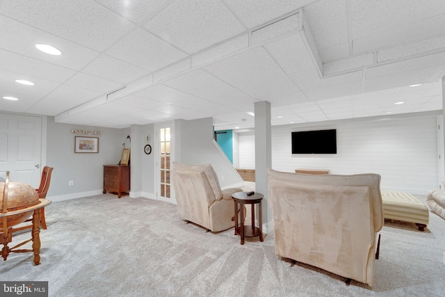 1092 Carriage Hill Pkwy, Annapolis, MD 21401 - carpeted living room with a drop ceiling and recessed lighting