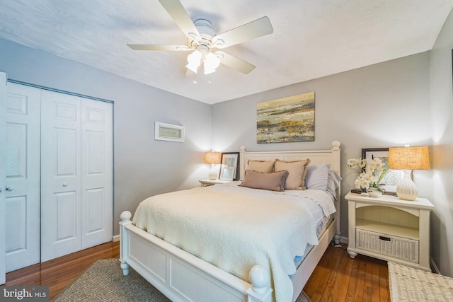 1092 Carriage Hill Pkwy, Annapolis, MD 21401 - bedroom featuring wood finished floors, a closet, and ceiling fan