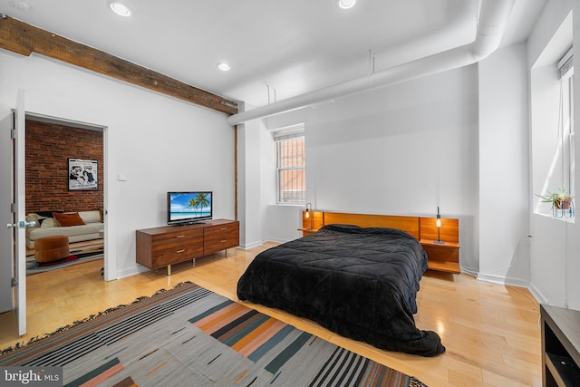 114 Naudain St Unit A, Philadelphia, PA 19147 - bedroom with wood finished floors, recessed lighting, and beamed ceiling