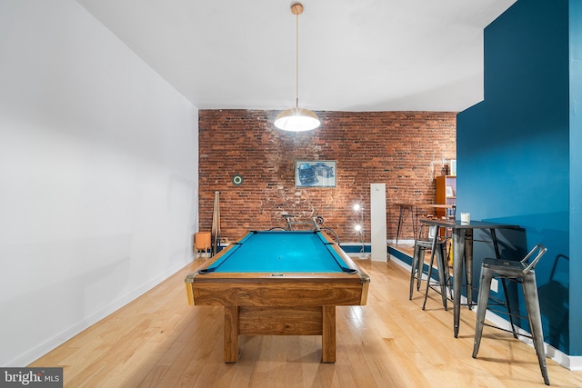 114 Naudain St Unit A, Philadelphia, PA 19147 - recreation room with hardwood / wood-style flooring, billiards, and brick wall