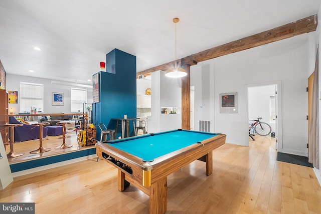 114 Naudain St Unit A, Philadelphia, PA 19147 - playroom featuring billiards table, hardwood / wood-style flooring, and recessed lighting