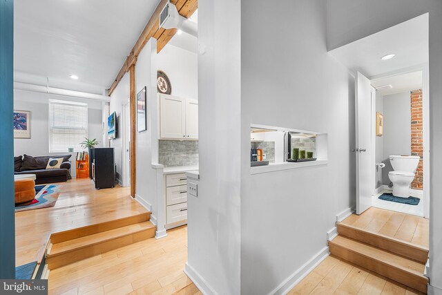 114 Naudain St Unit A, Philadelphia, PA 19147 - hallway with light wood finished floors and recessed lighting