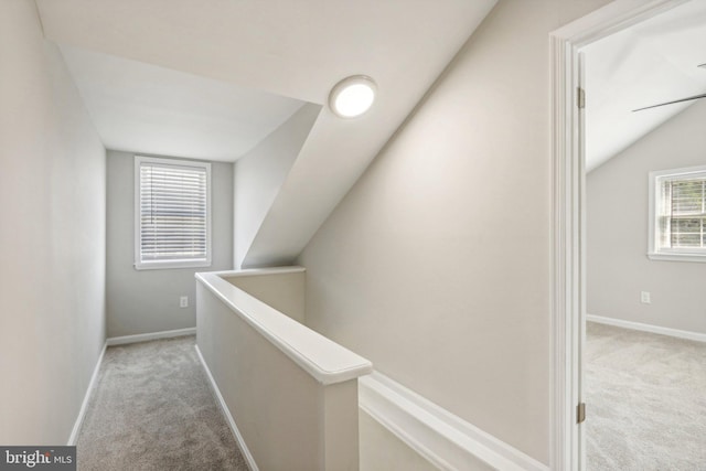 549 Madison Ave, Warminster, PA 18974 - hall featuring carpet flooring, an upstairs landing, and vaulted ceiling