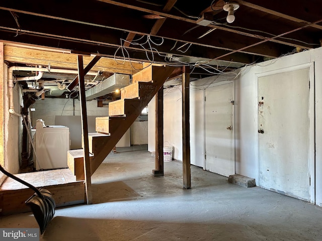 515 Dorsey, Essex, MD 21221 - unfinished below grade area featuring washer / clothes dryer and stairs