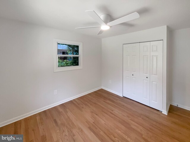 7804 Alberta Ct, Springfield, VA 22152 - unfurnished bedroom featuring light wood-style floors, a closet, and a ceiling fan