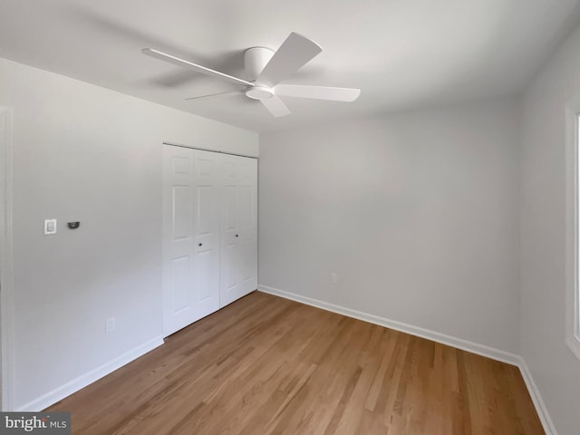 7804 Alberta Ct, Springfield, VA 22152 - unfurnished bedroom featuring light wood-style flooring, a closet, and a ceiling fan