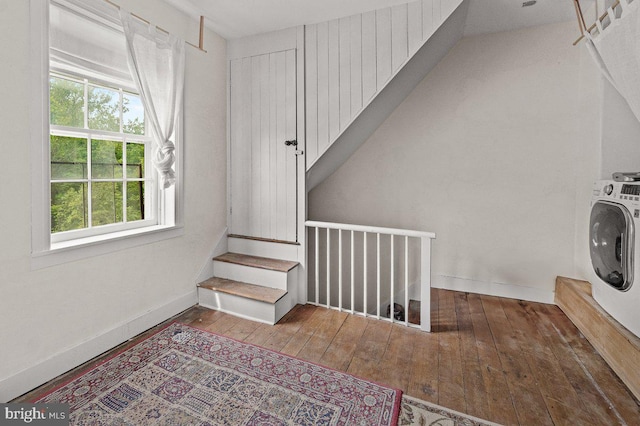 1498 Mckinstrys Mill Rd, Union Bridge, MD 21791 - laundry area featuring wood-type flooring and washer / clothes dryer