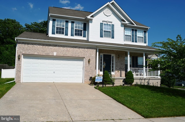 3437 Henry Harford Dr, Abingdon, MD 21009 - view of front of home featuring covered porch, brick siding, and concrete driveway