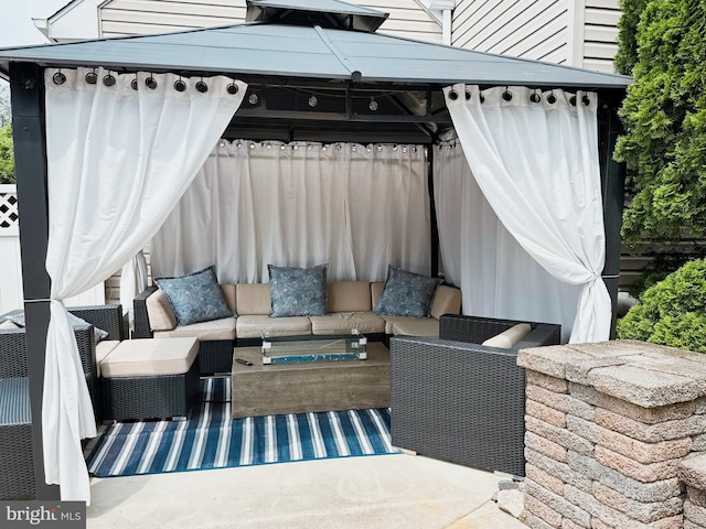102 Wildflower Ct, Wenonah, NJ 08090 - view of patio featuring an outdoor living space and a gazebo