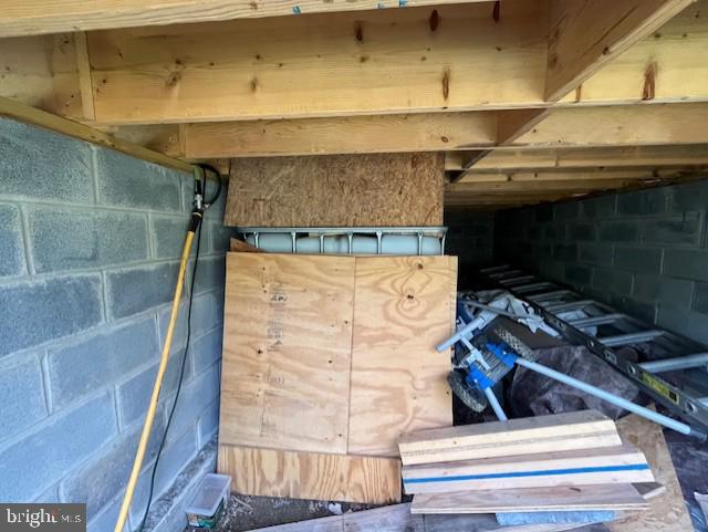 659 Falconwood Rd, Paw Paw, WV 25434 - detailed view of concrete block wall