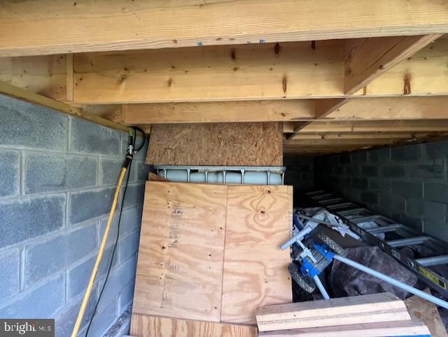 659 Falconwood Rd, Paw Paw, WV 25434 - detailed view of concrete block wall