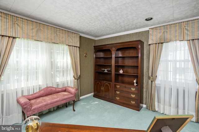 3847 Quakerbridge Rd, Hamilton, NJ 08619 - sitting room with carpet floors and wallpapered walls