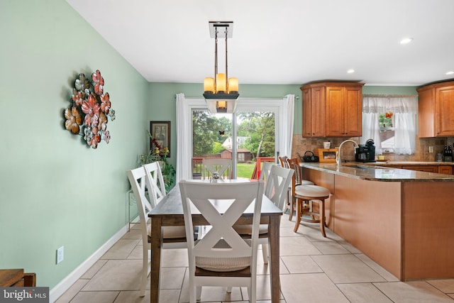 478 Alexander Ave, Maple Shade, NJ 08052 - dining room featuring a chandelier, recessed lighting, and light tile patterned flooring