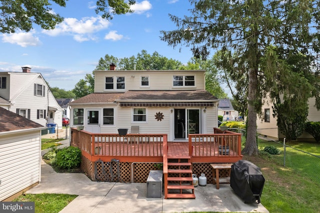 478 Alexander Ave, Maple Shade, NJ 08052 - rear view of property with a wooden deck, a chimney, and a shingled roof