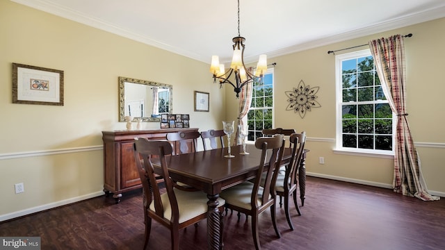 5510 Haverhill Ln, Doylestown, PA 18902 - dining room with a chandelier, dark wood-style floors, and ornamental molding