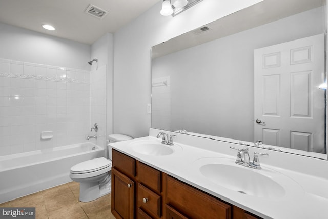 8304 Cedarview Ct, Clinton, MD 20735 - bathroom featuring double vanity, shower / bath combination, and tile patterned floors