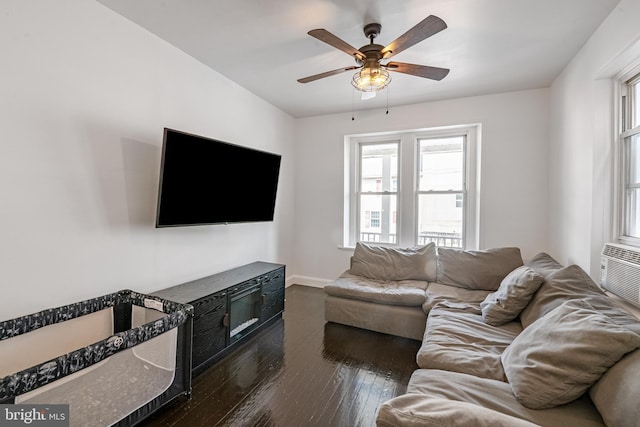 16 S 2nd St, Womelsdorf, PA 19567 - living area with a ceiling fan and dark wood-type flooring